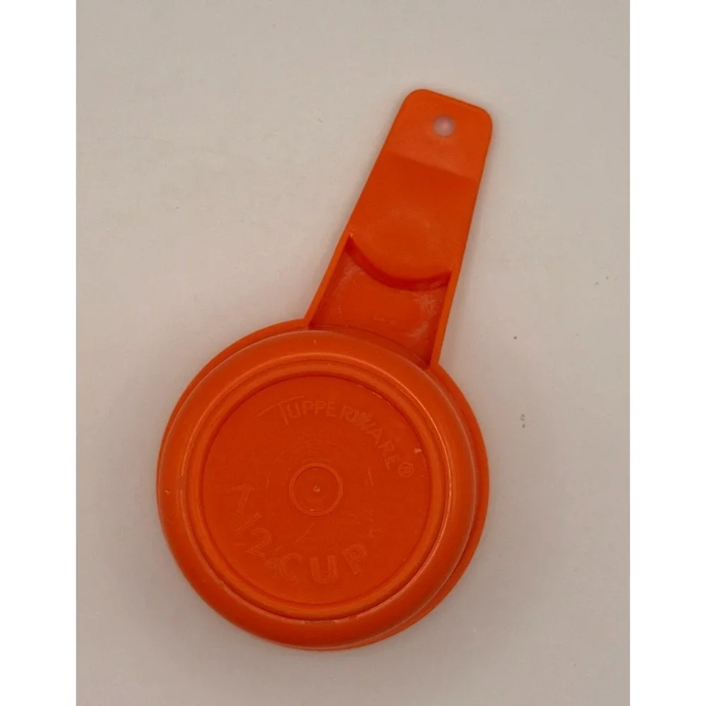 Vintage Tupperware Orange Measuring Cups Set of 5 Nesting Made in USA Retro